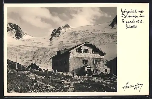 AK Greizerhütte, Berghütte im Zillertal mit Floitenkees und Trippachsattel