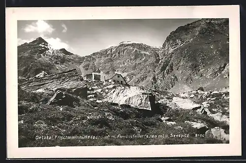 AK Frischmannhütte, Berghütte im Oetztal mit Fundusfeiler und Seespitz