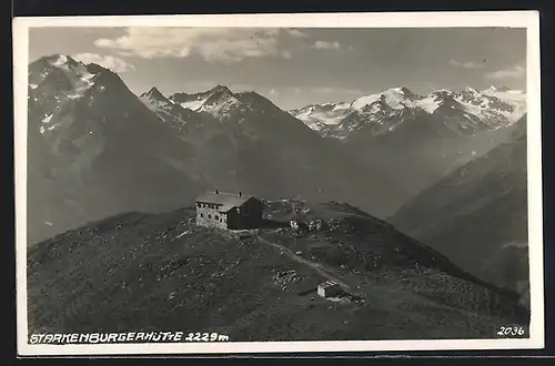 AK Starkenburger Hütte, Berghütte mit Gebirgspanorama