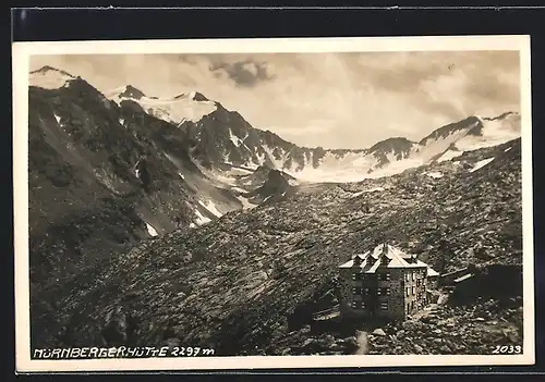 AK Nürnbergerhütte, Berghütte mit Panorama