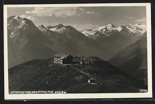 AK Starkenburger Hütte, Berghütte mit Gebirgspanorama