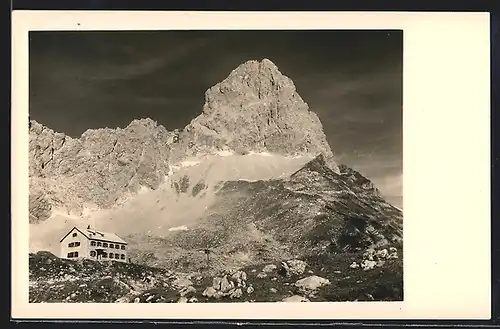 AK Lamsenjochhütte, Berghütte mit Panorama