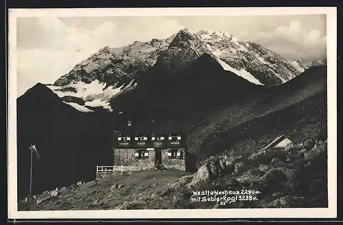 AK Westfahlenhaus, Blick auf die Hütte gegen Seblerkogl