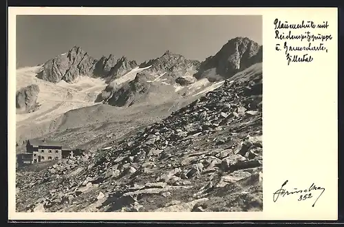 AK Plauenerhütte mit Reichenspitzgruppe und Gamsscharte