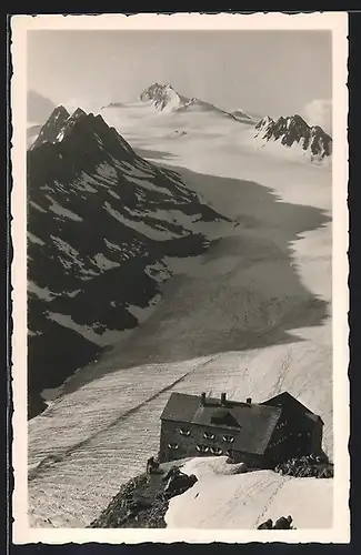 AK Ramolhaus, Berghütte mit dem grossen Gurgler-Gletscher und Hochwilde