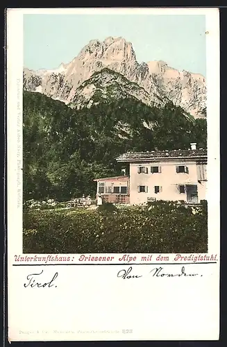 AK Berghütte Griesener Alpe mit dem Predigtstuhl