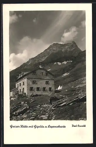 AK Greizer Hütte mit Gigelitz u. Lapenscharte