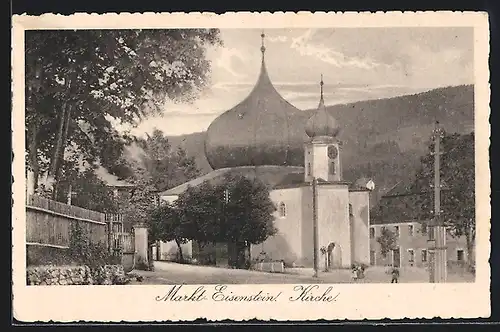 AK Markt-Eisenstein, Strassenpartie mit Kirche