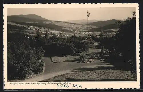 AK Spitzberg /Böhmerwald, Aussicht vom Hotel Rixi-Spitze