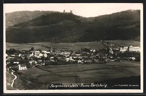 AK Bergreichenstein, Panorama mit Ruine Karlsburg