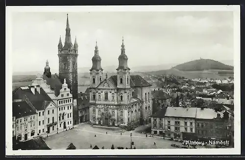 AK Klatovy, Ortsansicht mit Rathaus und Hauptplatz