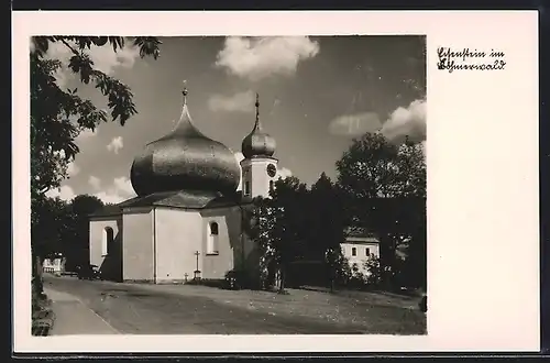 AK Eisenstein /Böhmerwald, Kirche mit Strasse