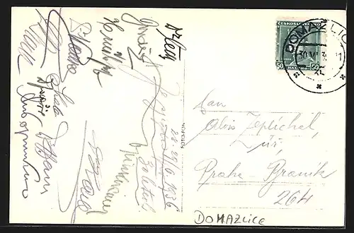 AK Domazlice, Ortsansicht von einem Feld aus