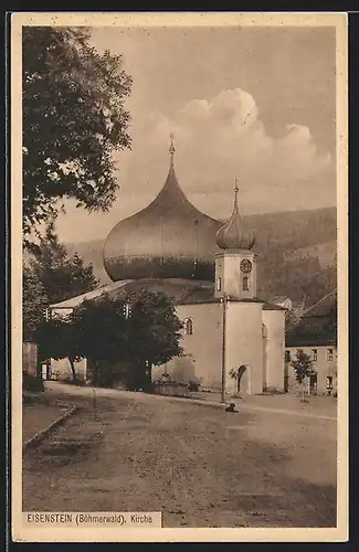 AK Eisenstein (Böhmerwald), Blick zur Kirche