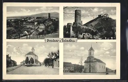AK Tocnik, Marktplatz mit Kirche, Aussichtsturm mit Schloss