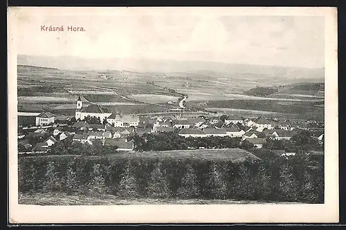 AK Krasna Hora, Ortsansicht aus der Vogelschau
