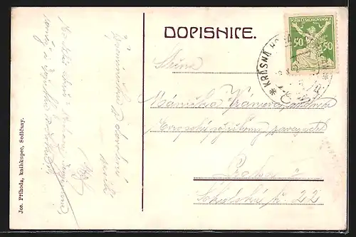 AK Krasna Hora, Ortsansicht aus der Vogelschau