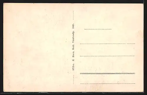 AK Milovice, Ortsansicht aus der Vogelschau