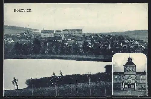 AK Horovice, Ortsansicht mit Bäumen