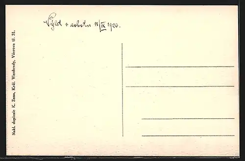 AK Horovice, Ortsansicht mit Bäumen