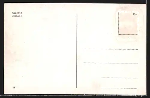 AK Milowitz, Strassenpartie, Ortsansichten, Mauer-Anlage