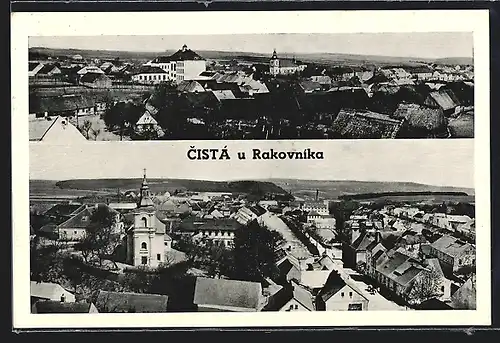 AK Cista u Rakovnika, Panorama, Teilansicht mit Kirche