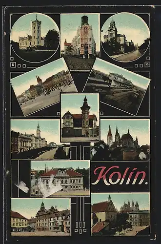 AK Kolín, Bahnhof, Ortspartie, Marktplatz