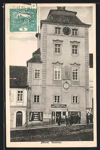 AK Jilove, Radnice mit Geschäft Materialista Josef Zoula