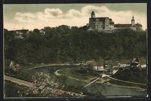 AK Rochsburg, Ortspartie mit Burg