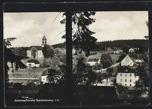 AK Rautenkranz i. V., Ortspartie mit Kirche