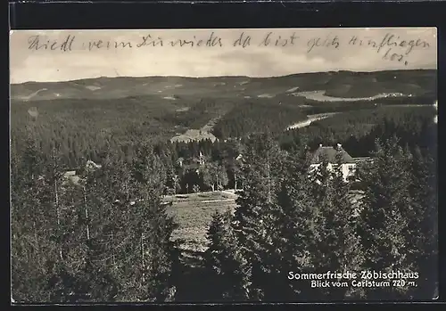 AK Reiboldsgrün, Blick vom Carlsturm auf Hotel Pension Zöbischhaus