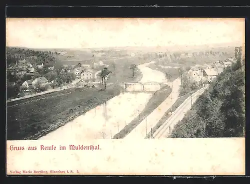 AK Remse im Muldenthal, Panorama mit Brücke