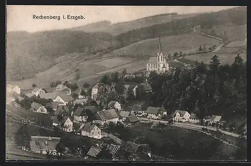 AK Rechenberg i. Erzgeb., Teilansicht mit Kirche