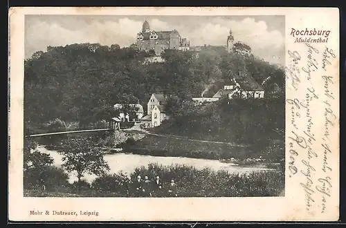 AK Rochsburg /Muldenthal, Ortspartie mit Schloss
