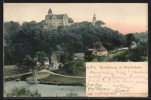 AK Rochsburg im Muldenthal, Ortspartie mit Schloss