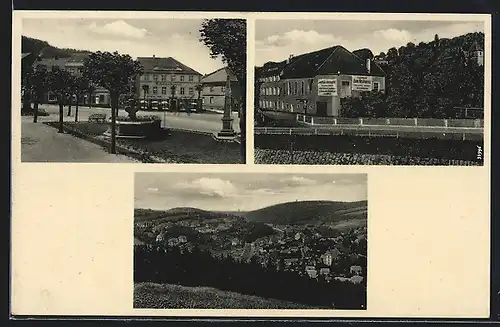 AK Bad Gottleuba, Hotel Kronprinz, Brunnen, Teilansicht