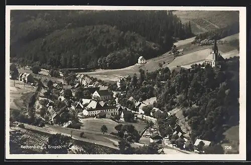 AK Rechenberg i. Erzgeb., Teilansicht mit Kirche