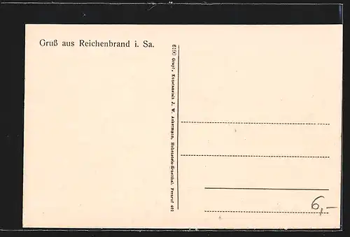 AK Reichenbrand i. Sa., Stadtansicht mit der Schule und der Kirche