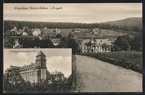 AK Kretscham Roten-Sehma i. Erzgeb., Fichtelberg-Unterkunftshaus, Panorama