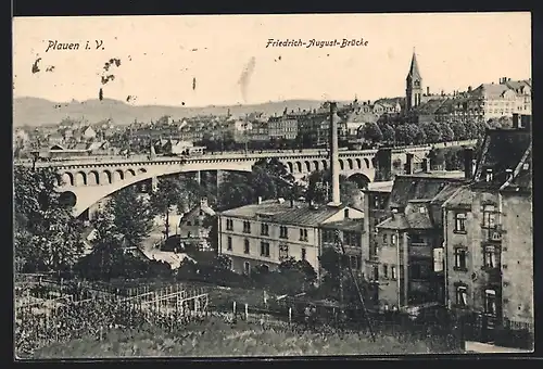 AK Plauen i. V., Teilansicht mit Friedrich-August-Brücke