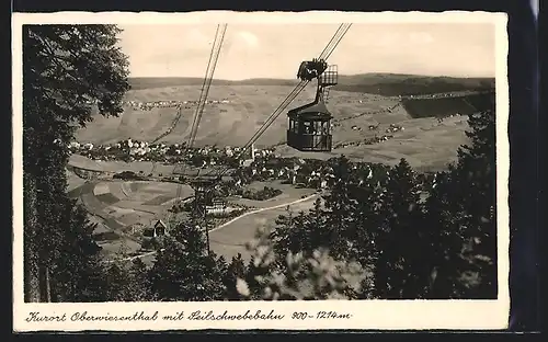 AK Oberwiesenthal, Teilansicht mit Seilschwebebahn