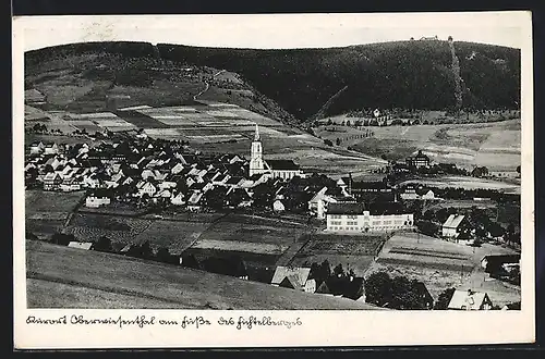 AK Oberwiesenthal am Fichtelberg, Teilansicht mit Kirche