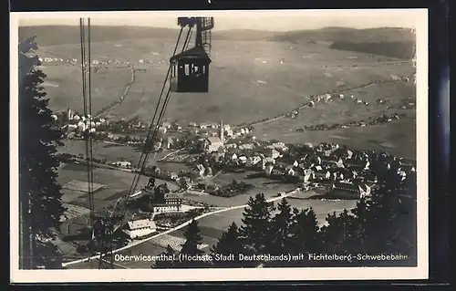 AK Oberwiesenthal, Teilansicht mit Fichtelberg-Schwebebahn