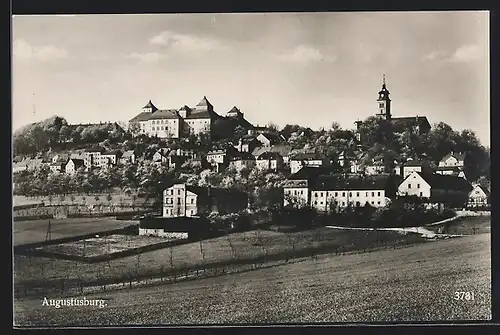 AK Augustusburg, Ortsansicht mit Kirche
