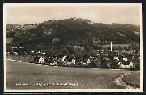 AK Augustusburg /Erzgeb., Blick auf den Ort und Erdmannsdorf
