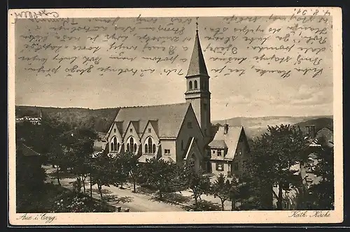 AK Aue i. Erzg., Teilansicht mit Kirche