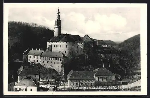AK Weesenstein i. Sa., Schlossgasthof und Schloss Weesenstein, Müglitztal