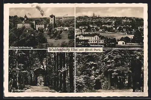 AK Waldenburg / Sachsen, Schloss, Ort, Stille Naturfreude, Grotte