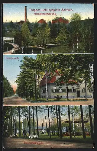 AK Zeithain, Ganisionverwaltung, Georgstrasse und Mannschaftspark auf dem Truppen-Übungsplatz