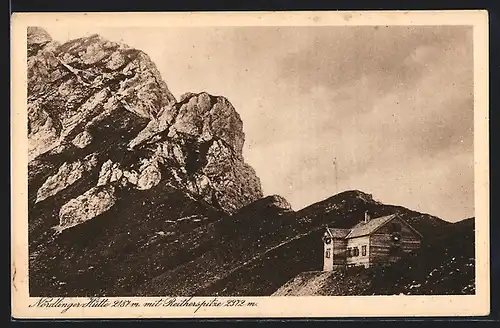 AK Nördlinger Hütte, Berghütte mit Reitherspitze
